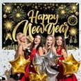 thumbnail image 6 of Happy New Year Fabric Sign Poster Banner Backdrop with Pattern Firework Champagne for Photo Booth Background New Year Party Decorations Supplies, 6 of 7