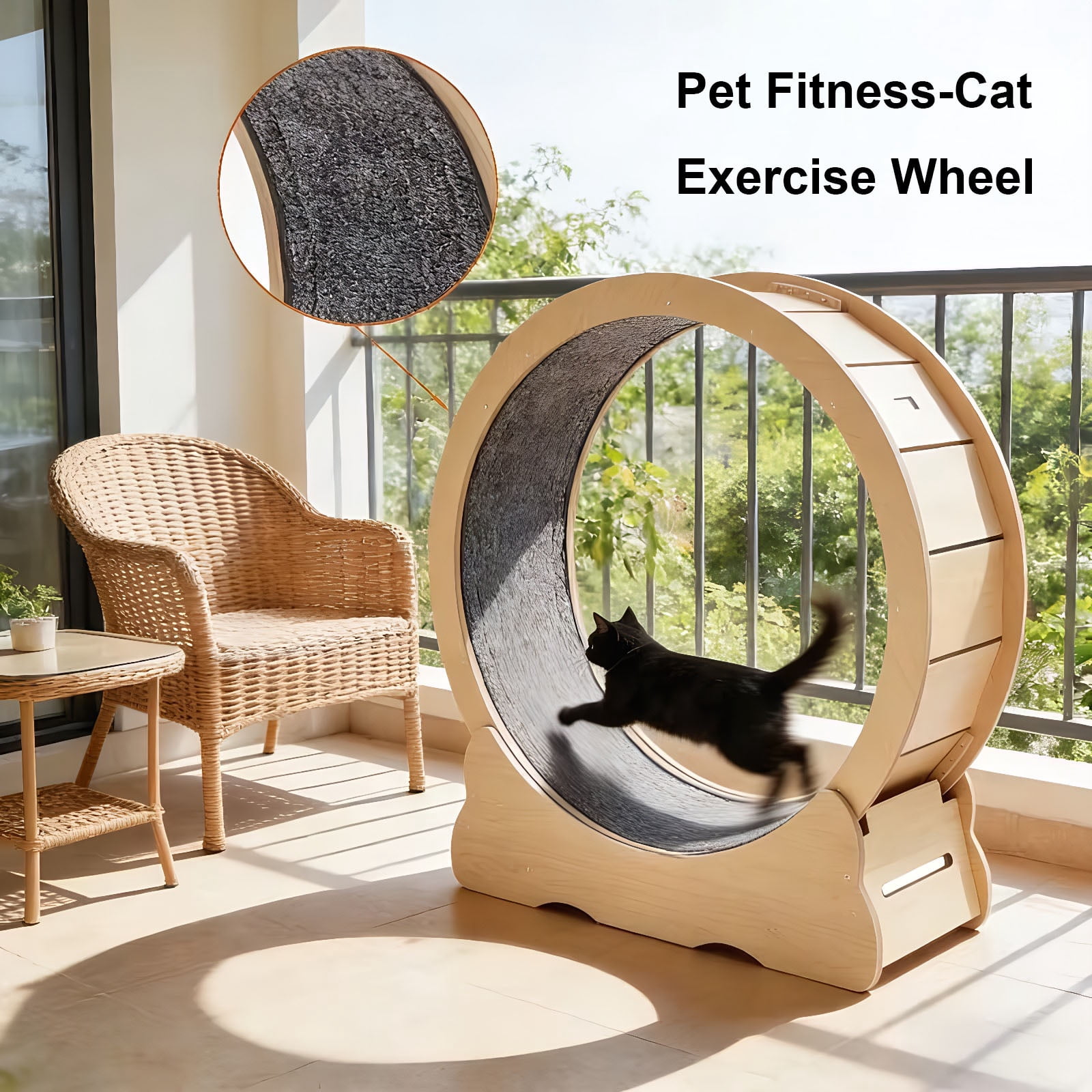 Large Cat Exercise Wheel, Indoor Cat Treadmill with Detachable Carpet, Quiet & Sturdy Running Wheel for Cats Walking, Running and Training