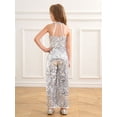 thumbnail image 5 of LiiYii Girls Sequin Pageant Jumpsuit High Neck Romper Wide Leg Pants Party Dance Prom Silver 6, 5 of 8
