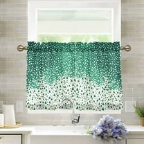 Yayeee Kitchen Curtains Tier Pair Light Filtering 27"x24" Rod Pocket Short Cafe Window Panel, Green and White Pattern