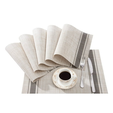 

RAY STAR Vinyl Placemats Set of 6 12 x18 Vinyl Weave Placemats Heat Resistant Wipable Place Mat