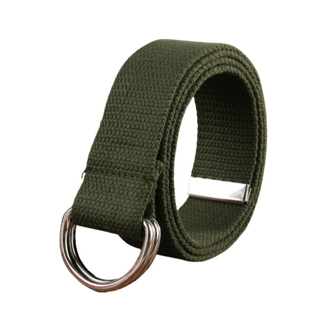 Canvas Metal Waist Belt Replacement Unisex Men Unfading Exquisite Easy Matching Anti-rust Dual Ring Adjustable Jeans Shorts Belts Green