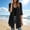 #0066-Black, variant on Womens Sheer Chiffon Kimono Cardigan Open Front 3/4 Sleeve Beach Cover Up with Pockets