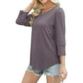 thumbnail image 6 of ClodeEU 3/4 Length Sleeve Crewneck T Shirts For Womens, Dressy Casual Loose Shirts Gray,Womens Plus XL, 6 of 9