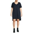 thumbnail image 3 of Terra & Sky Women's Plus Size V-Neck T-Shirt Dress with High Low Hem, 3 of 5