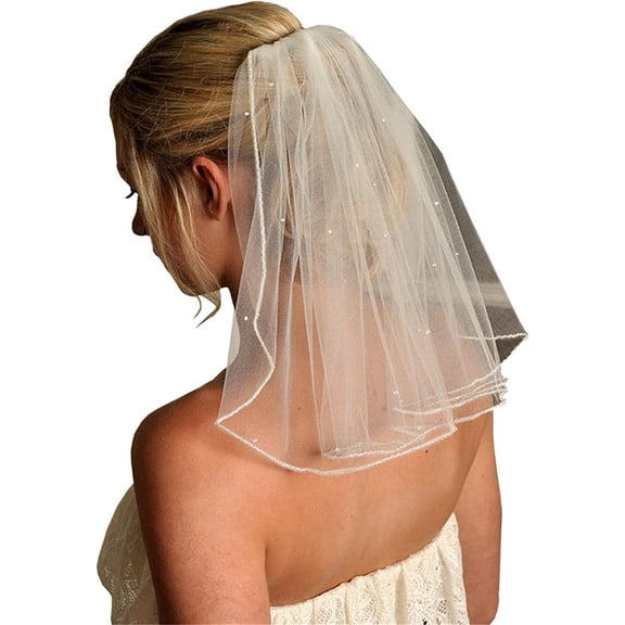 Kukuzhu House Women's 1 Tier Short Blusher Wedding Bridal Veil With Comb HD22