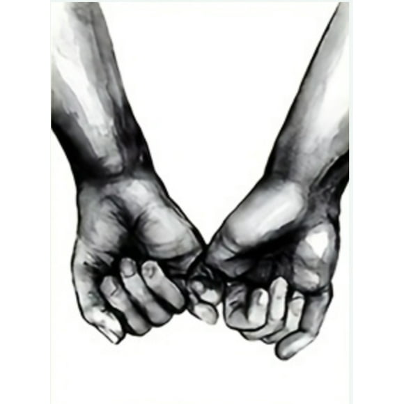 Frameless Black White Romantic Hand In Hand Canvas Paintings Love Quotes Wall Art Poster Printed Picture For Home Wall50 x 70 cm (without frame),1