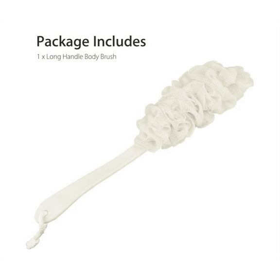 Topboutique Long Handled Shower Body Brush Soft Nylon Mesh Back Cleaner Back Scrubber Exfoliating Luffa Bath Sponge for Body (Beige)