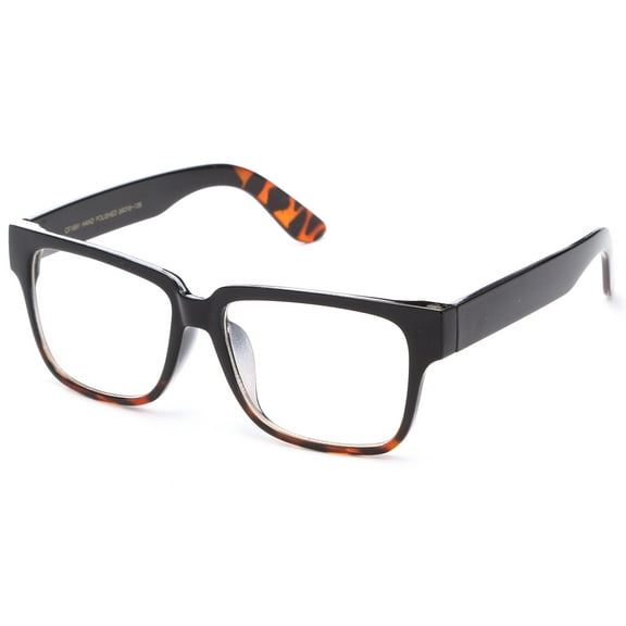 IG Unisex Thick Frame Quality Build Clear Lens Fashion Glasses in Black/Tortoise