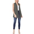 thumbnail image 4 of Women's Sleeveless Long Body Open Draped Front Solid Cardigan Vest S-3XL, 4 of 5