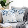 thumbnail image 2 of Blue Eucalyptus Leaves Throw Pillow Covers 16x16 Inch Set of 2, Farmhouse Botanical Watercolor Waterproof Outdoor Pillow Covers, Decorative Cushion Pillowcases for Couch, Sofa, Bed, Garden, Patio, 2 of 9