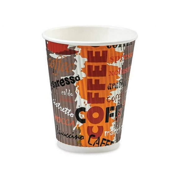 Pack of 500, Coffee 8 Oz Groove Paper Hot Cups Made in USA w/Straight Groove Design Provides Insulation - No Sleeves Needed for Most Hot Drinks