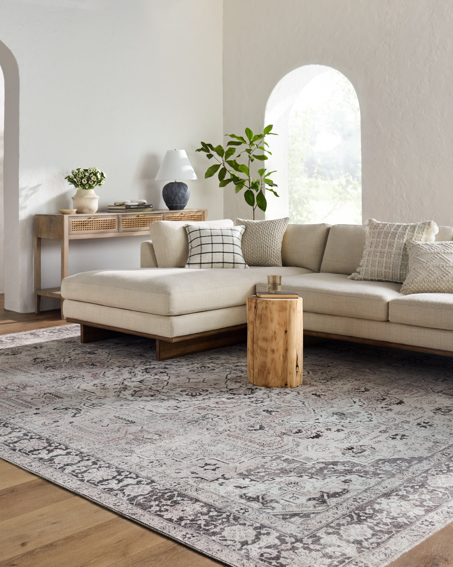 My Texas House Washable Laine Beige 8'10" x 12' Washable Area Rug
