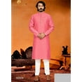 thumbnail image 3 of Pink Color Jaquard Kurta Pajama Collection 90004&ndash; Cultural Wear for Mens, 3 of 7