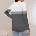 thumbnail image 4 of miqiqism Women's Long Sleeves V Neck Polo Shirts Half Zip Tshirts Colorblock Polos Tees Lapel Collar Blouses Loose Tunic Tops Teen Girls Pullover Clothing,01_Gray,Large, 4 of 6