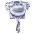 thumbnail image 2 of Camiseta con Estampado Elástico ce Verano para Mujer Loose Stripe Camiseta Con Estampado METRO Yinane Top de la cosecha, 2 of 8