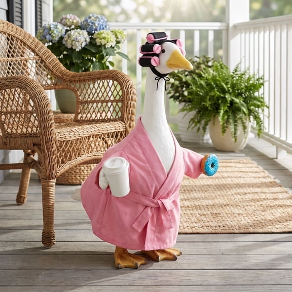 Porch Goose Outfit 23 Inch Funny Porch Goose Outfits Spa Robe Curler Set Dress Up Goose for Front Porch Decorative Porch Goose Accessories Novelty Front Porch Display Piece, 1