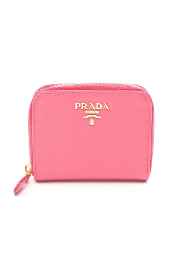 Pre-Owned Prada SAFFIANO METAL Round Zip Wallet/Coin Purse, Saffiano Leather, Women's, Pink,...