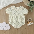 thumbnail image 5 of PEASKJP Baby Girls Bodysuits Toddler Girl Clothes Summer Sleeveless Halter Bell Bottoms Jumpsuit Overalls Floral Onesie Romper Boho Clothes (Blue,0-3 Months), 5 of 5