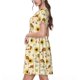thumbnail image 2 of Balery Watercolor Bee Honey Honeycomb Bee Vestidos sueltos de manga corta para mujer, vestidos de verano 2025, vestidos casuales de corte A con vuelo., 2 of 6