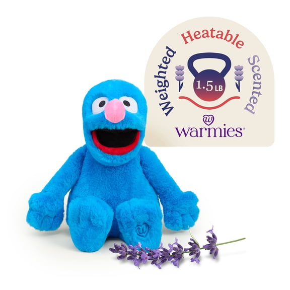 Warmies Grover Sesame Street Stuffed Animal, Microwavable Heated Plushie and Weighted Soft Plush Toys