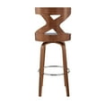 thumbnail image 6 of Gayle 30" Swivel Cross Back Grey Faux Leather and Walnut Wood Bar Stool, 6 of 10