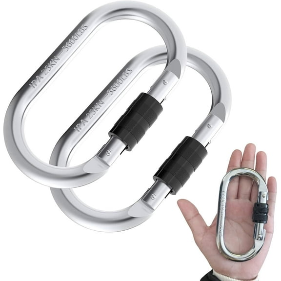Caribeener Clips,Climbing Carabiner(25kn=5600lbs),Heavy Duty Carabiner Clip,Multipurpose for Rigging, Ropes, Hammocks, Not Suitable for Pull-up Bars(2pack)