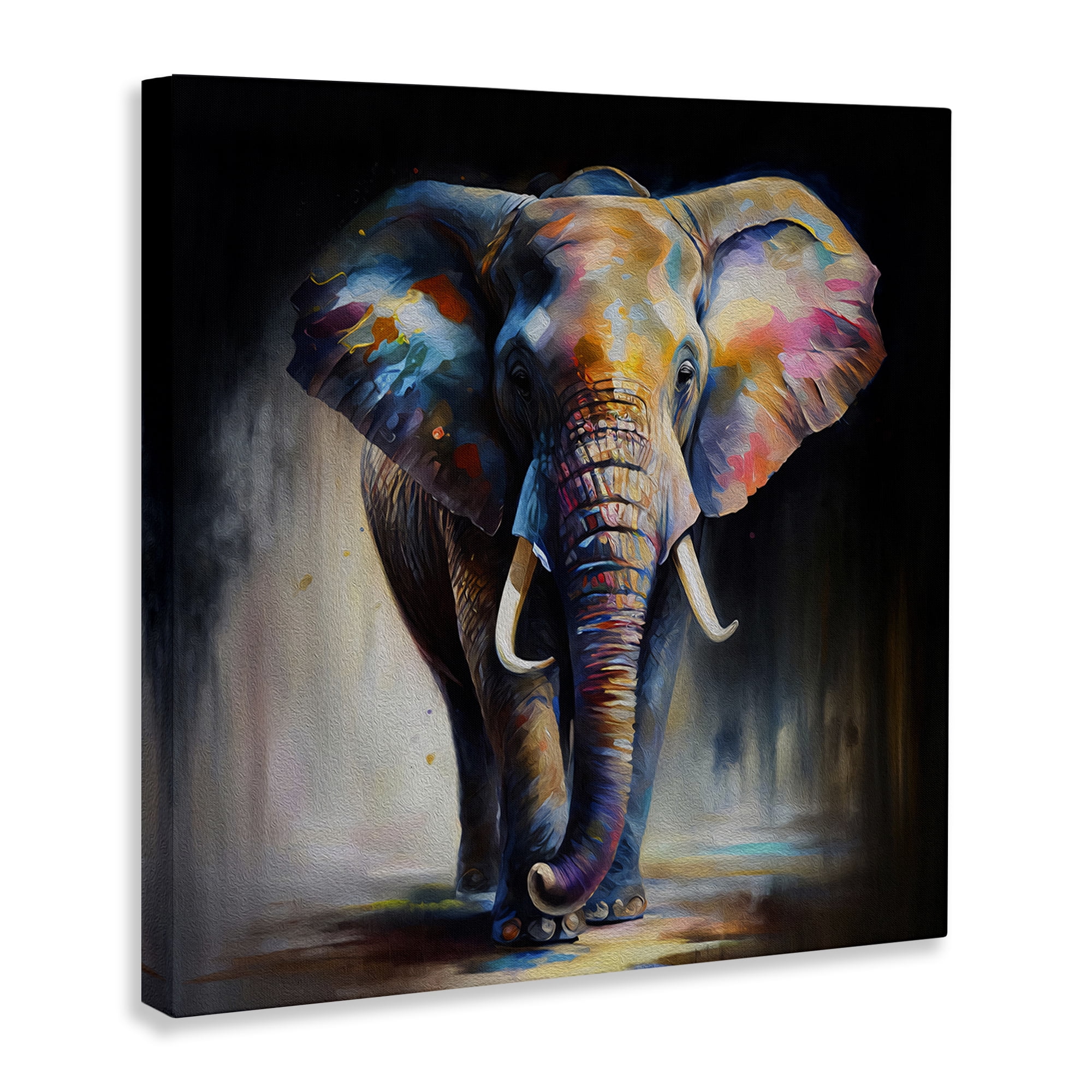 Stupell Industries Stepping Elephant in Shadow Animals & Insects Painting Gallery Wrapped Canvas Art Print Wall Art, 24 x 24