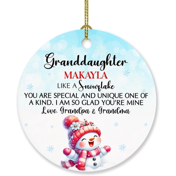 Granddaughter Like A Snowflake You're Special and Unique Personalized Christmas Ornament 2025, Custom Names Ornament From Grandma Grandpa
