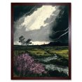 thumbnail image 1 of Storm Clouds at Scottish Meadow with Heather Shrub Art Print Framed Poster Wall Decor 12x16 inch, 1 of 5
