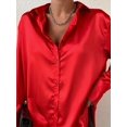 thumbnail image 1 of Mujeres 2022 elegante satén sólido blusas de manga larga mujer Chic Vintage azul verde Casual suelta ajuste botones abajo camisas Tops Tan Jianjun unisex, 1 of 2