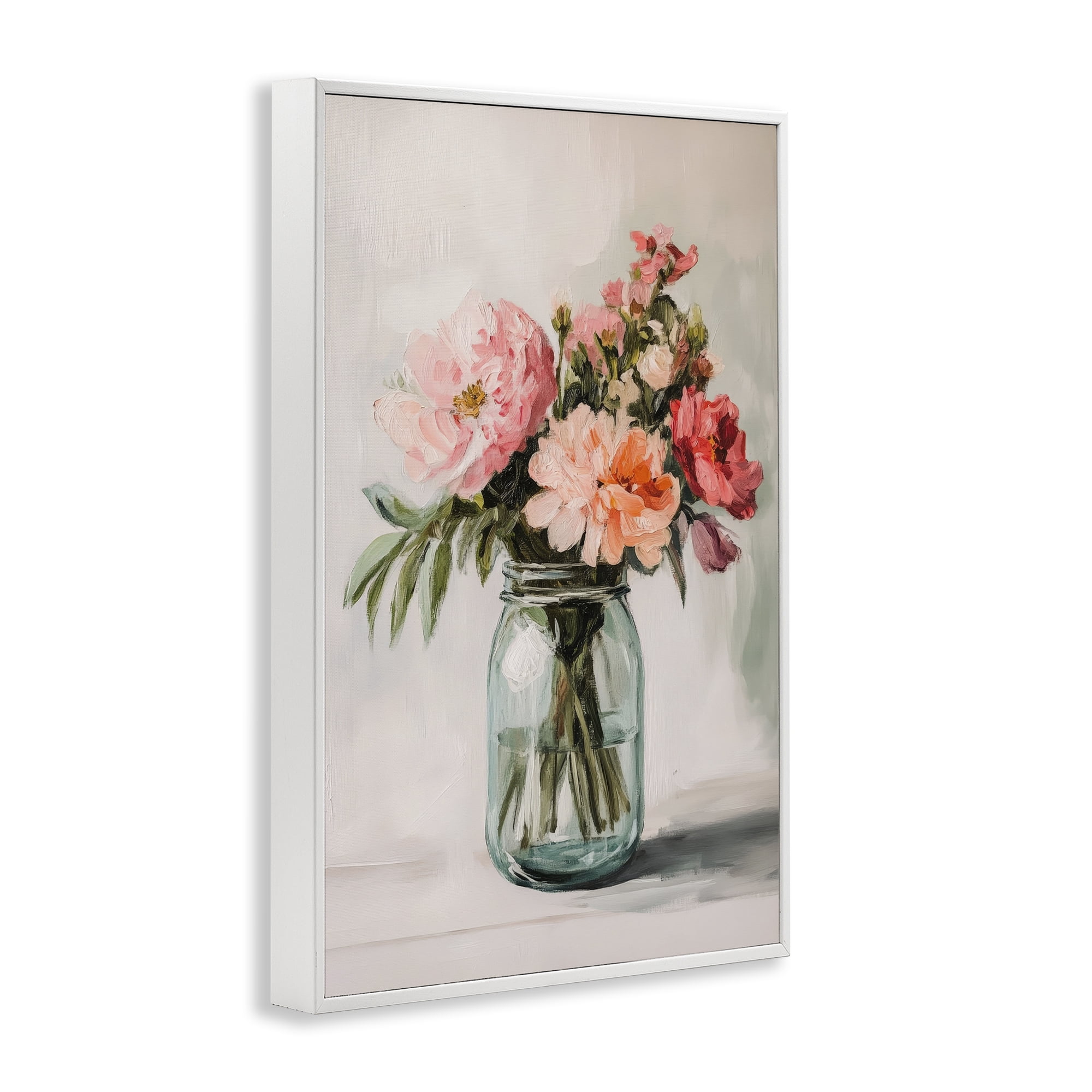 Stupell Industries Pink Flower Stems in Jar White Framed Giclee Art, design by Petal Prints Design