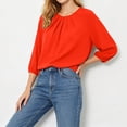 thumbnail image 4 of Tops For Women Summer Crew Neck Three Quarter Sleeve Trendy Casual Solid Streetwear Office Weekend Errands Travel Outfit Polished Daytime Brunch Workday, 4 of 7