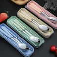 thumbnail image 4 of Reusable Utensils with Case, Travel Portable Fork Spoon Chopsticks Set with Organizer Stainless Steel Flatware Utensils to go with Platic Case for Lunch Box, 4 of 9