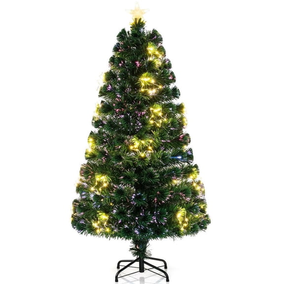 Resenkos 5-Ft Pre-Lit Artificial Christmas Tree - Included Star Tree Topper, Green