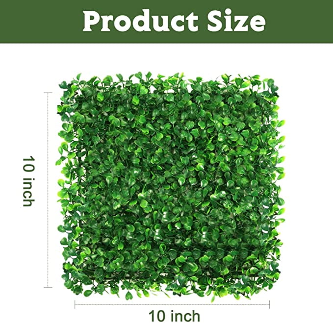 8 Pack 10 x 10 inch Artificial Green Wall Panels, Boxwood Panels
