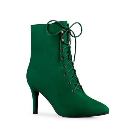 

Perphy Pointy Toe Zip Lace Up Stiletto Heels Ankle Boots for Women