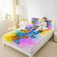 thumbnail image 4 of jejeloiu Colorful Butterflies Twin Sheet Sets,Wild Flying Animal Twin Fitted Sheet,Watercolor Splashing Ink Flat Sheet For Girls Kids,Super Cozy Room Decor,3 Pieces, 4 of 7