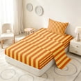 thumbnail image 2 of Manfei Geometric Stripe Twin Sheets,Contemporary Minimalist Bedding, Orange Yellow, Reversible 3 Pieces1 Flat Sheet + 1 Fitted Sheet + 1 Pillowcase, 2 of 6