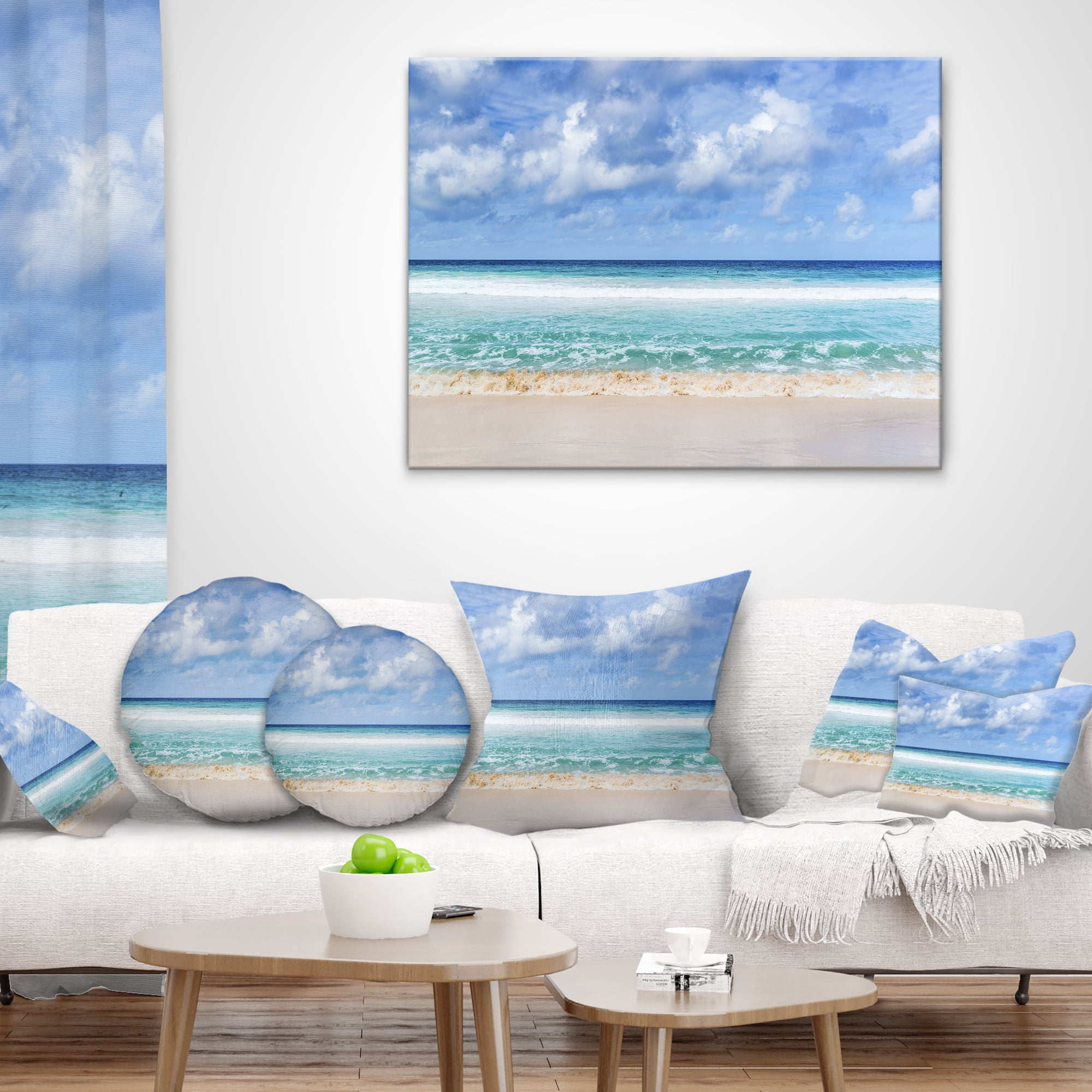 Designart 18" x 18" White Polyester Throw Pillow