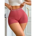thumbnail image 4 of Siminsem High Waist Biker Shorts for Women Letter Print Knit Yoga Shorts Tummy Control Breathable Booty Lifting Boyshorts Elastic Waist, Red,L, 4 of 8