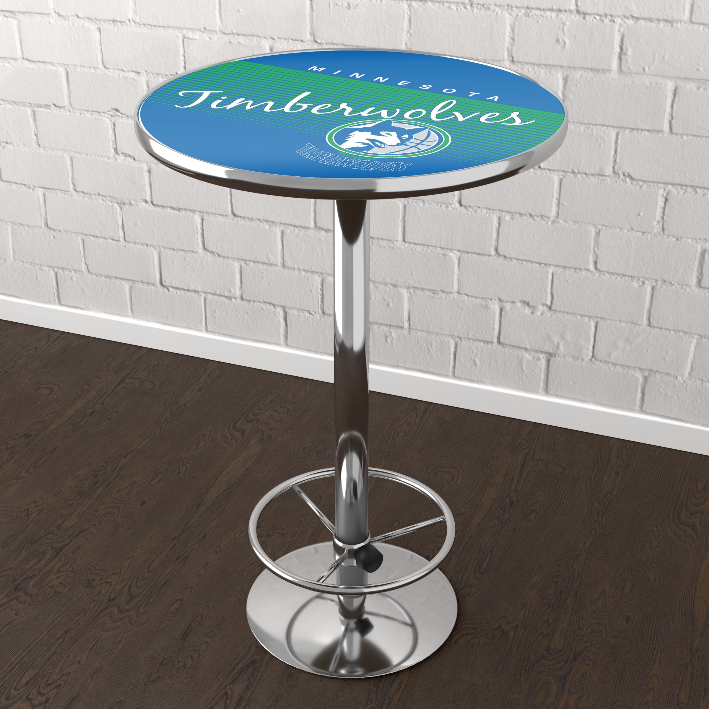 Minnesota Timberwolves Hardwood Classics Bar Table with Adjustable Footrest and Acrylic Top