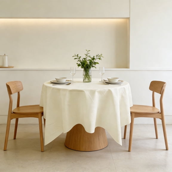Round Solid Color Tablecloth Fresh Elegant - Home Dining Decor for Holiday Birthday Party Daily Gathering Use