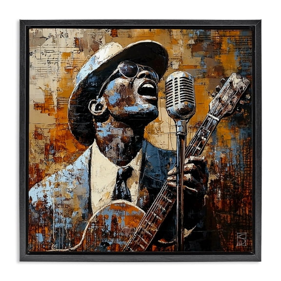 Stupell Industries Contemporary Passionate Blues Singer Black Floating Frame Canvas Art, 18 x 18, by Sara Culpepper
