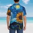thumbnail image 4 of Honeii Starry Night Sunflower Field Print Men’s Hawaiian Shirt,Classic Button-Down Short Sleeve Shirt, for Beach, Vacation, and Outdoor Activities,Large, 4 of 7