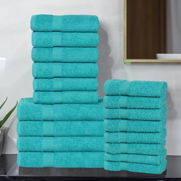 Superior Franklin Cotton 18-Piece Assorted Towel Set, Turquoise