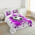 thumbnail image 3 of Homewish Gamer Football Soccer Boy 3 Pieces Queen Comforter Set,Sport Theme Ultra Soft Bedding Sets,Graffiti Splash Bedding Comforter Set,Super Cozy Room Decor,Reversible, 3 of 8
