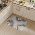 thumbnail image 2 of ODIKA 3'x5' Beige And Blue Abstract Waves Washable Accent Rug Modern Flowing Lines With Dynamic Curves By Design for Bedside, Nursery Room, Pet Friendly & Non-Shedding, 2 of 7