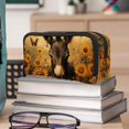 thumbnail image 6 of PhooArto Pencil Case, Retro Sunflower Donkey Large Capacity Pencil Pouch Stationery Pen Bag, 6 of 7