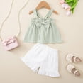 thumbnail image 2 of CAUYDY Baby Toddler Girls Floral Short Sleeve Tops T-Shirt Vest & Shorts Set Kids 1T 2T 3T 4T 5T Clothes Summer Outfits 2Pcs Summer Beach Outfits (Sizes 5-6 Years,D01-Green), 2 of 9